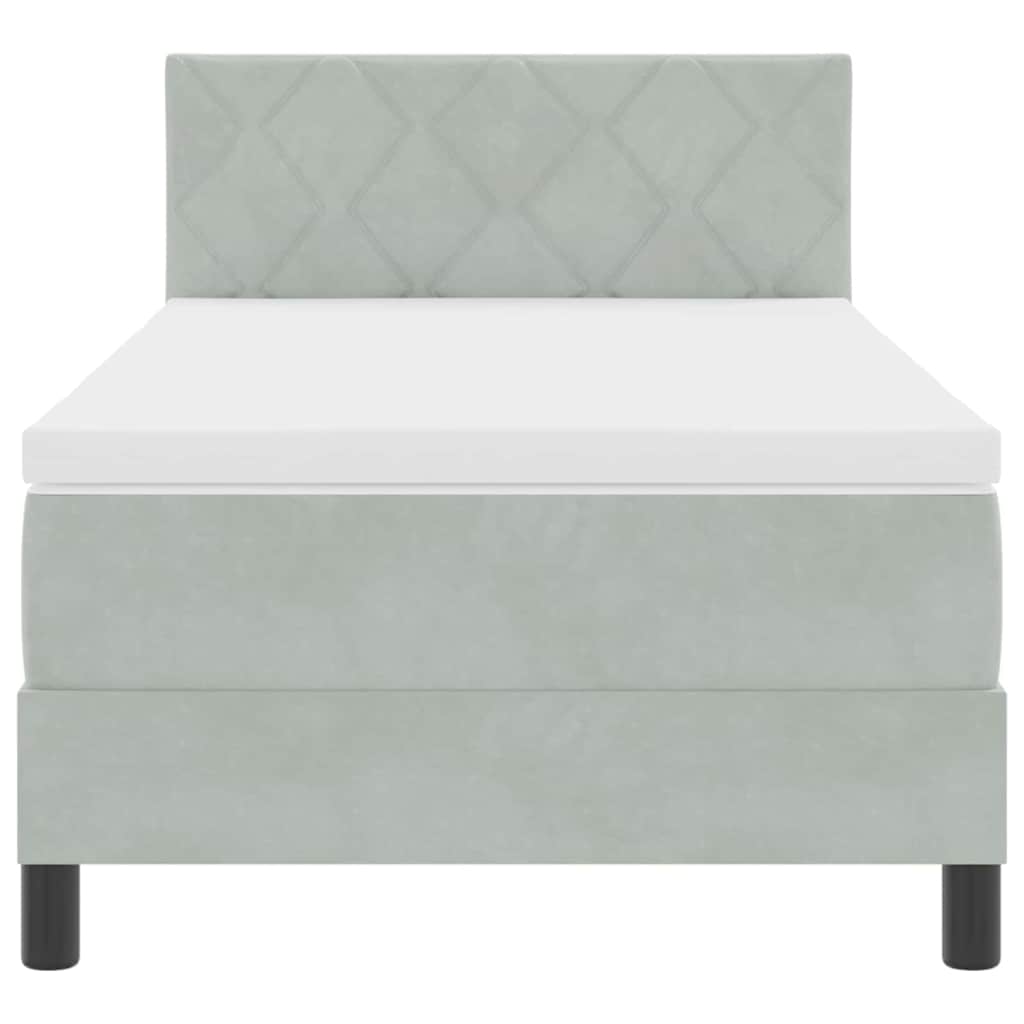 κρεβάτι Box Spring με στρώμα vidaXL Γκρι Ανοιχτό Μονό Βελούδο