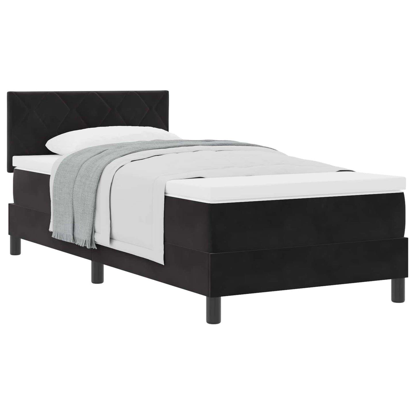vidaXL Κρεβάτι Box Spring με Στρώμα Μαύρο Μονό Βελούδο
