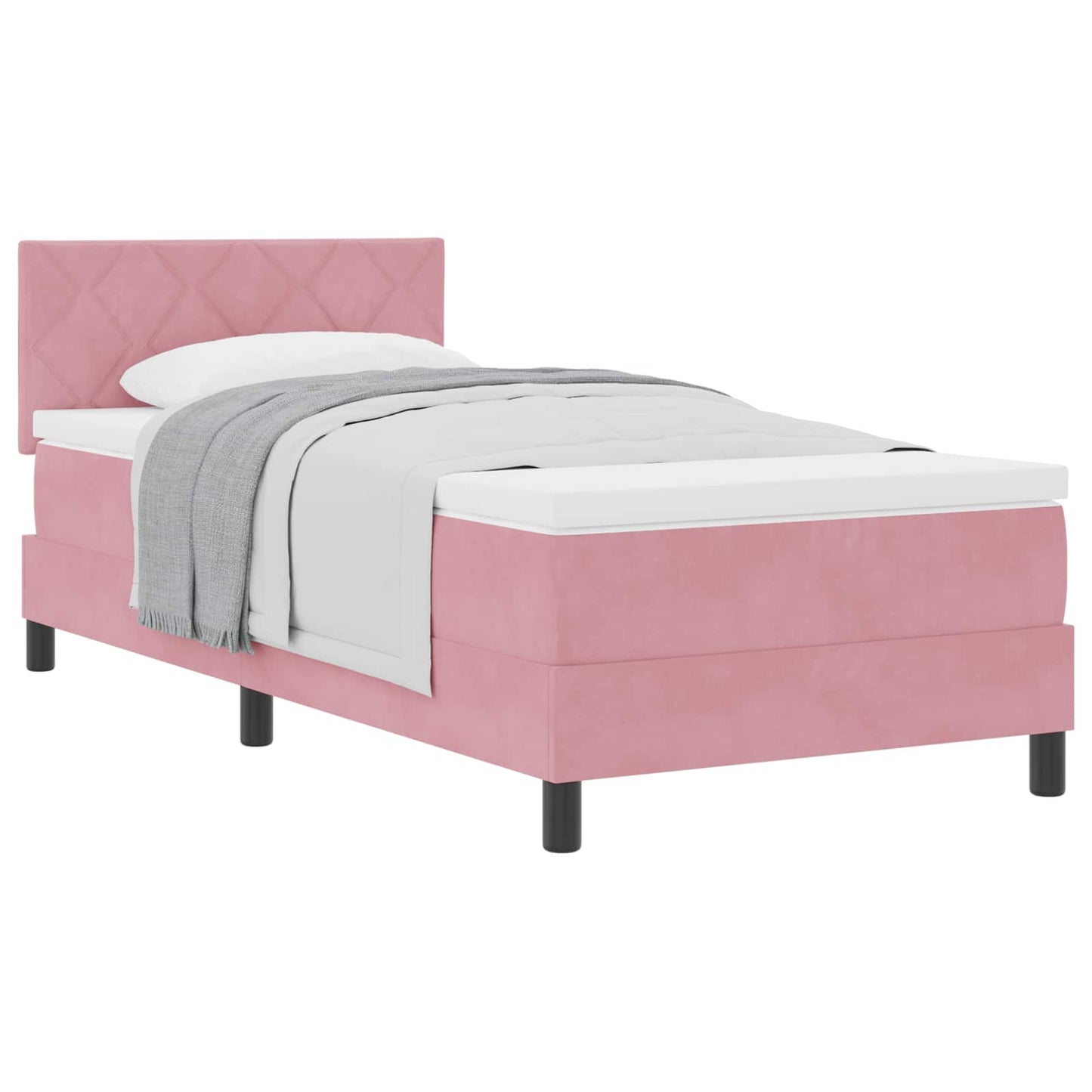vidaXL Κρεβάτι με ελατήρια με κεφαλάρι Ροζ 90 x 190 cm Βελούδο