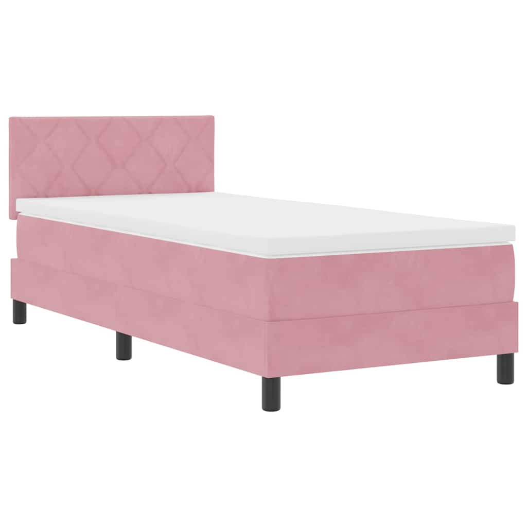 vidaXL Κρεβάτι με ελατήρια με κεφαλάρι Ροζ 90 x 190 cm Βελούδο