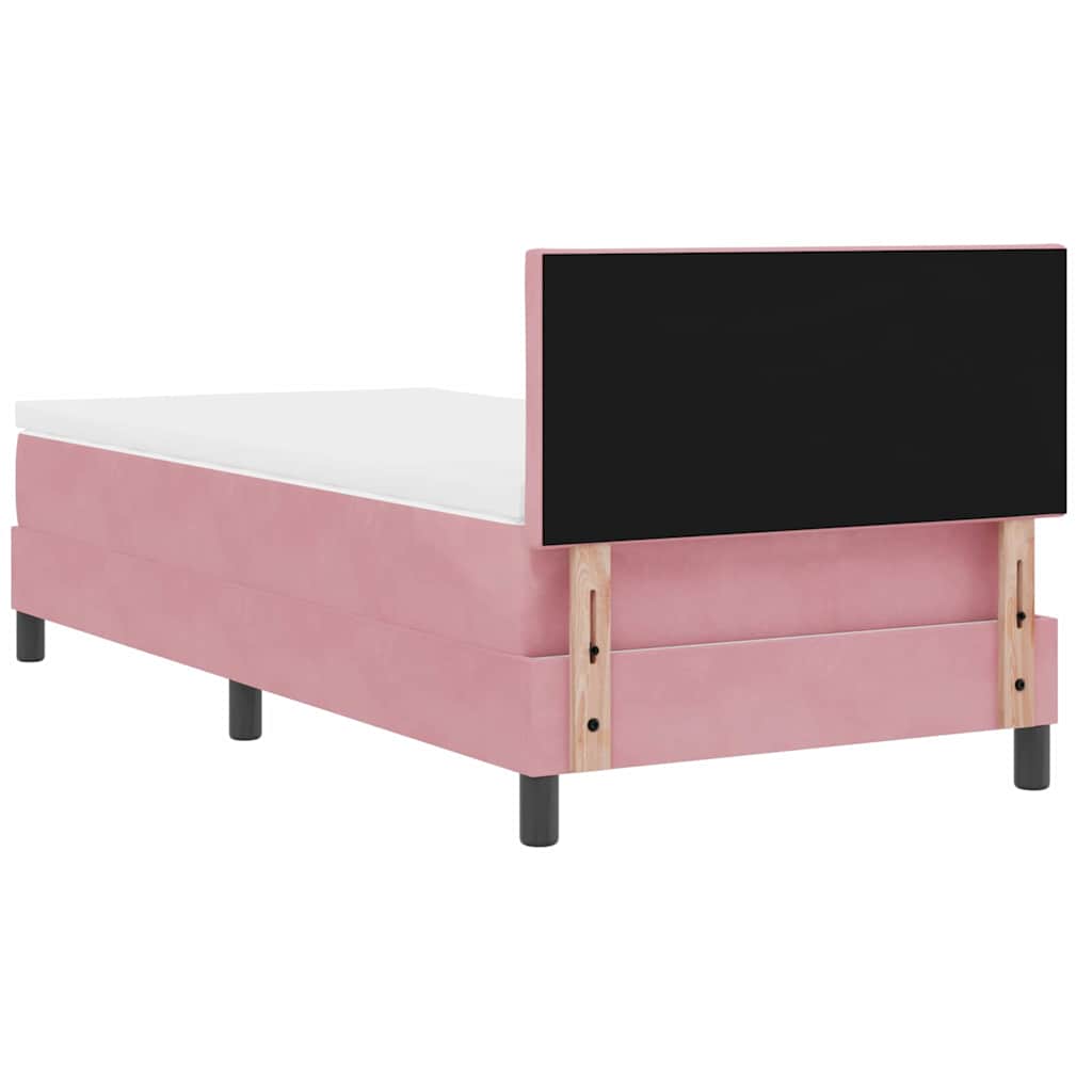 vidaXL Κρεβάτι με ελατήρια με κεφαλάρι Ροζ 90 x 190 cm Βελούδο