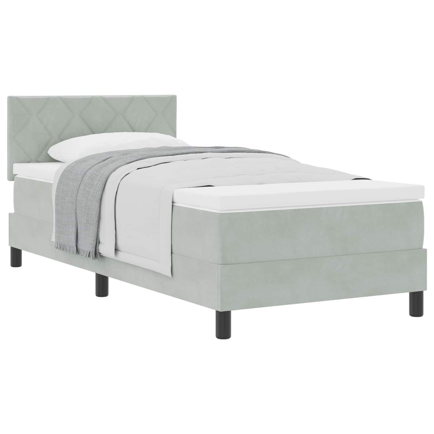 vidaXL Κρεβάτι με Στρώμα Light Grey 90x200 cm Βελούδο