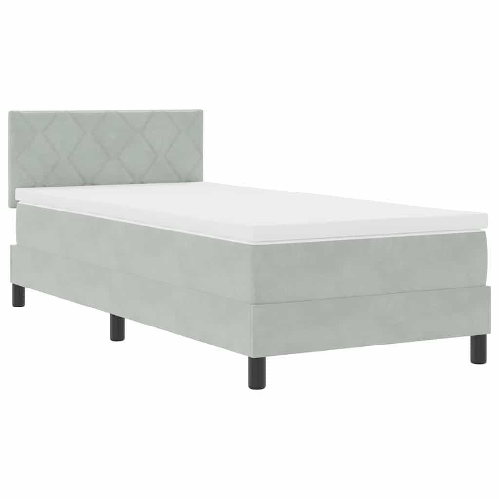 vidaXL Κρεβάτι με Στρώμα Light Grey 90x200 cm Βελούδο