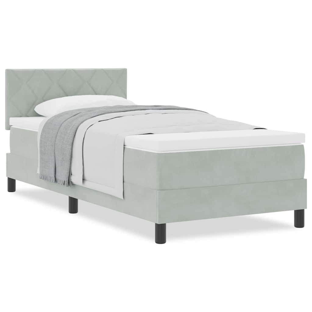 vidaXL Κρεβάτι με Στρώμα Light Grey 90x200 cm Βελούδο