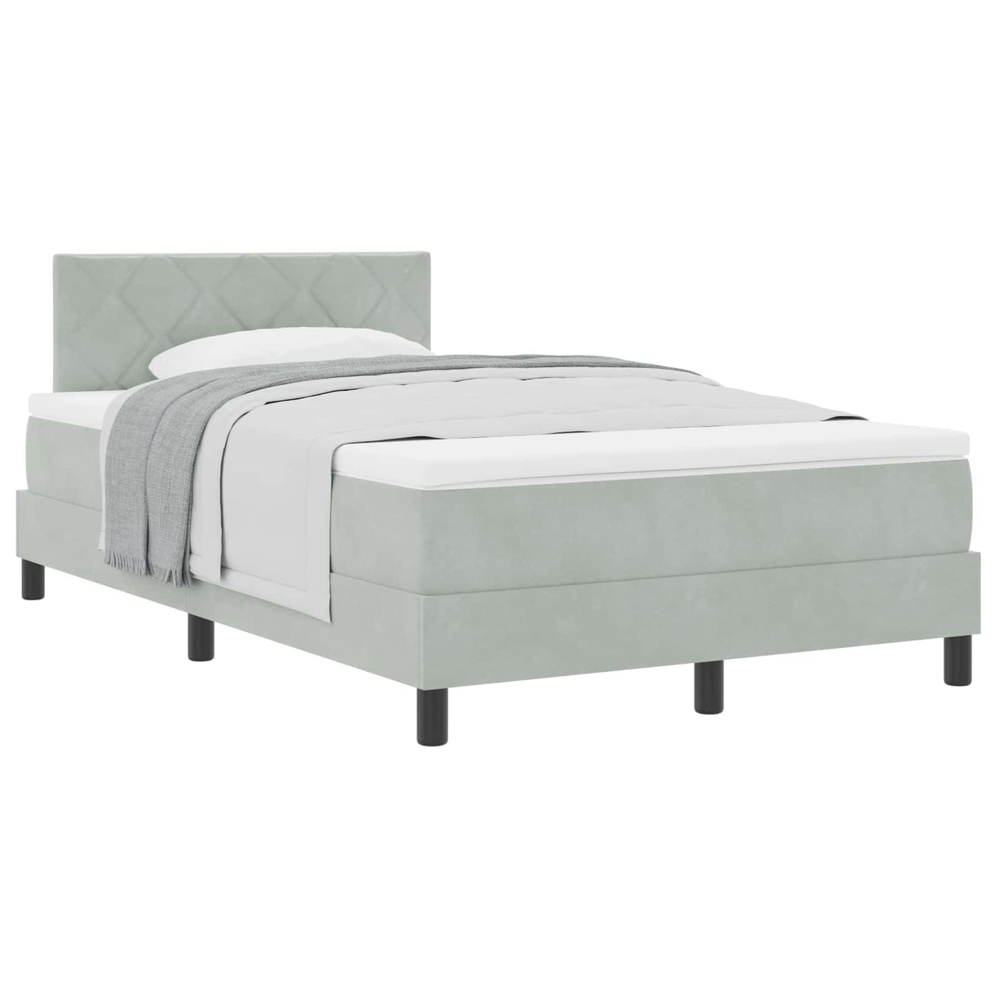 vidaXL Κρεβάτι με ελατήρια Ανοιχτό γκρι 120 x 190 cm Βελούδο