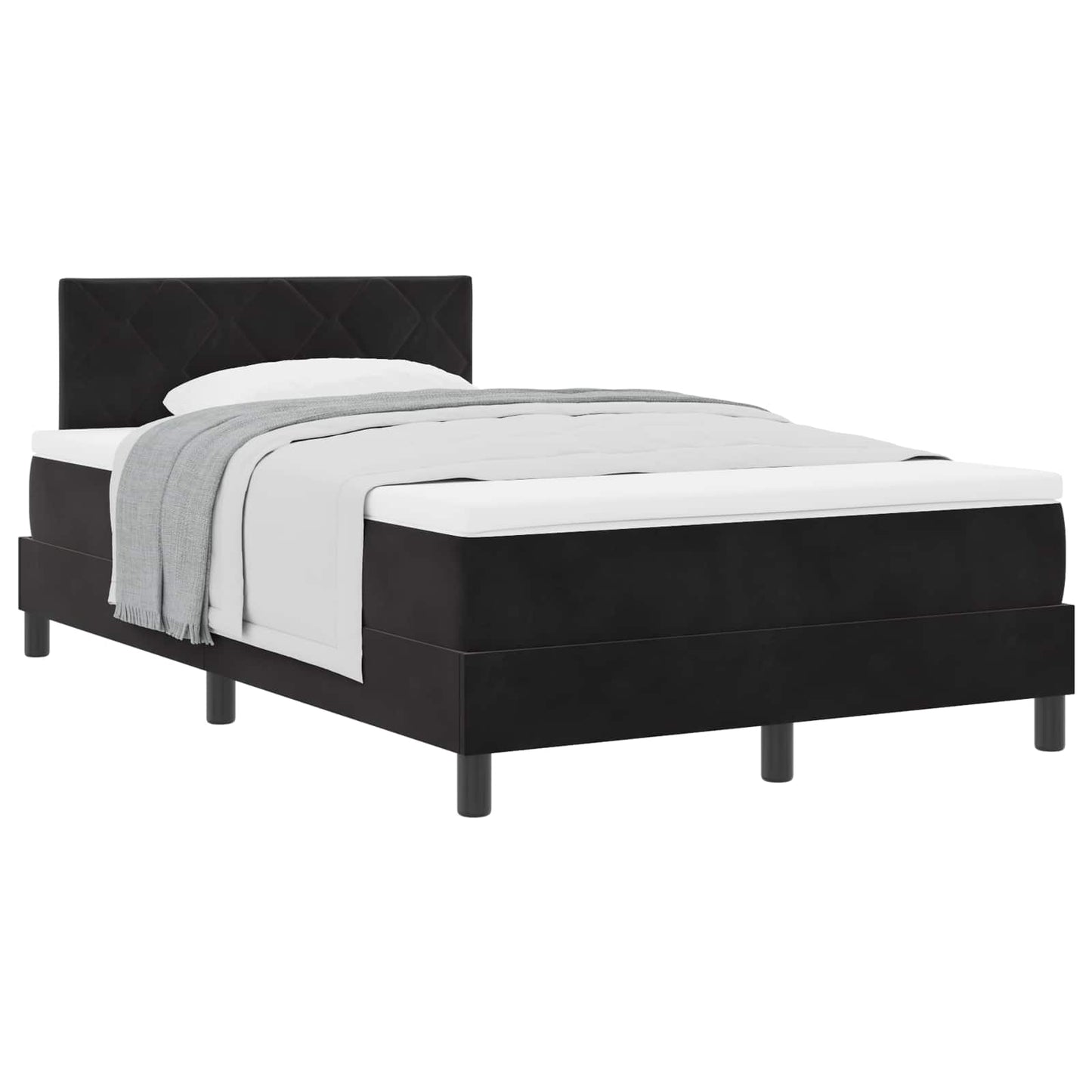 vidaXL Κρεβάτι με ελατήρια με κεφαλάρι Μαύρο 120 x 200 cm Βελούδο