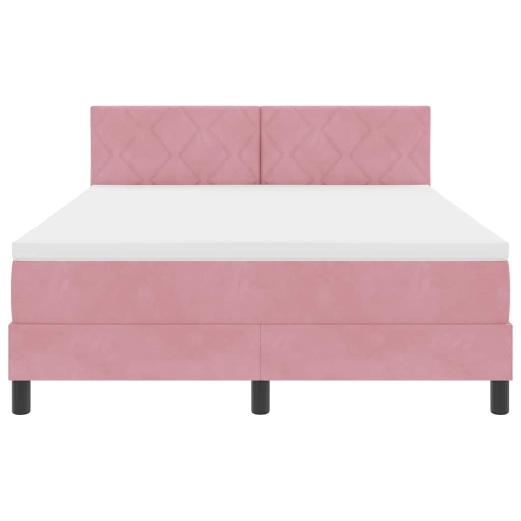 vidaXL Κρεβάτι με ελατήρια με κεφαλάρι Ροζ 140 x 190 cm Βελούδο