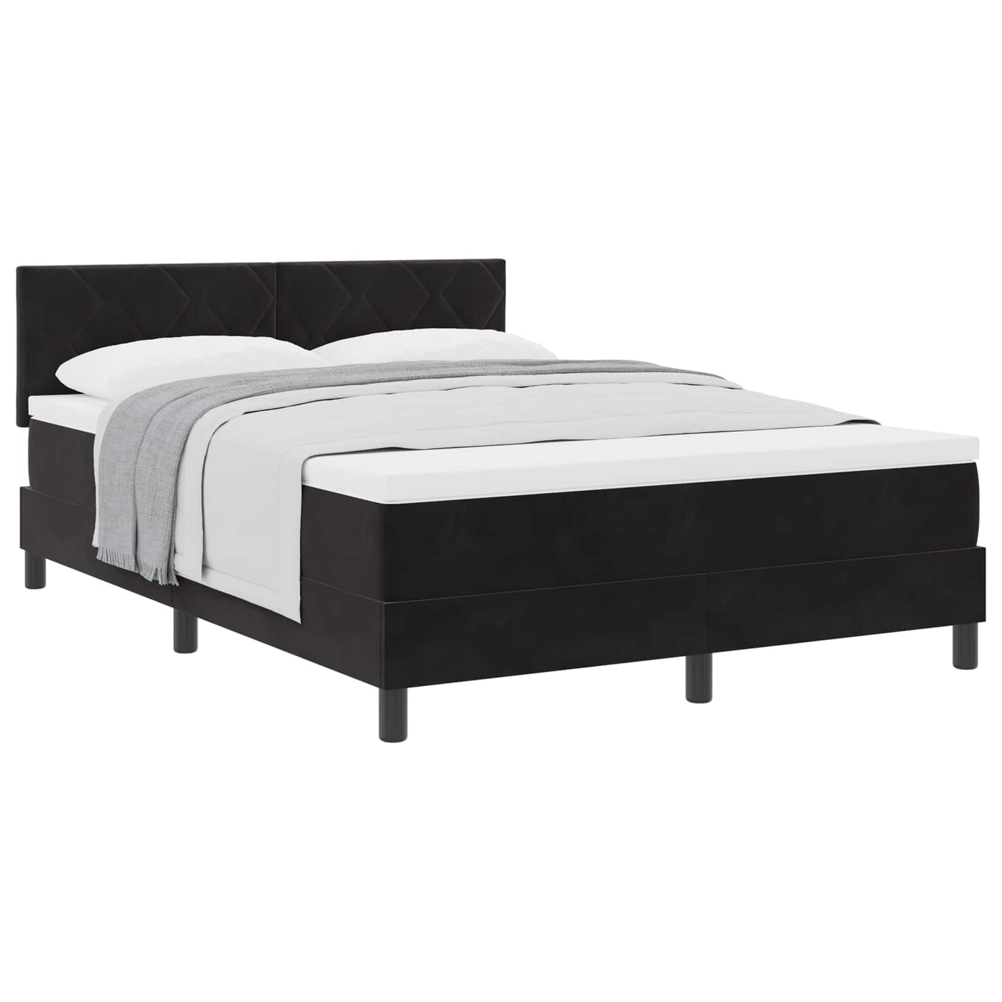 vidaXL Κρεβάτι με ελατήρια με κεφαλάρι Μαύρο 140 x 200 cm Βελούδο