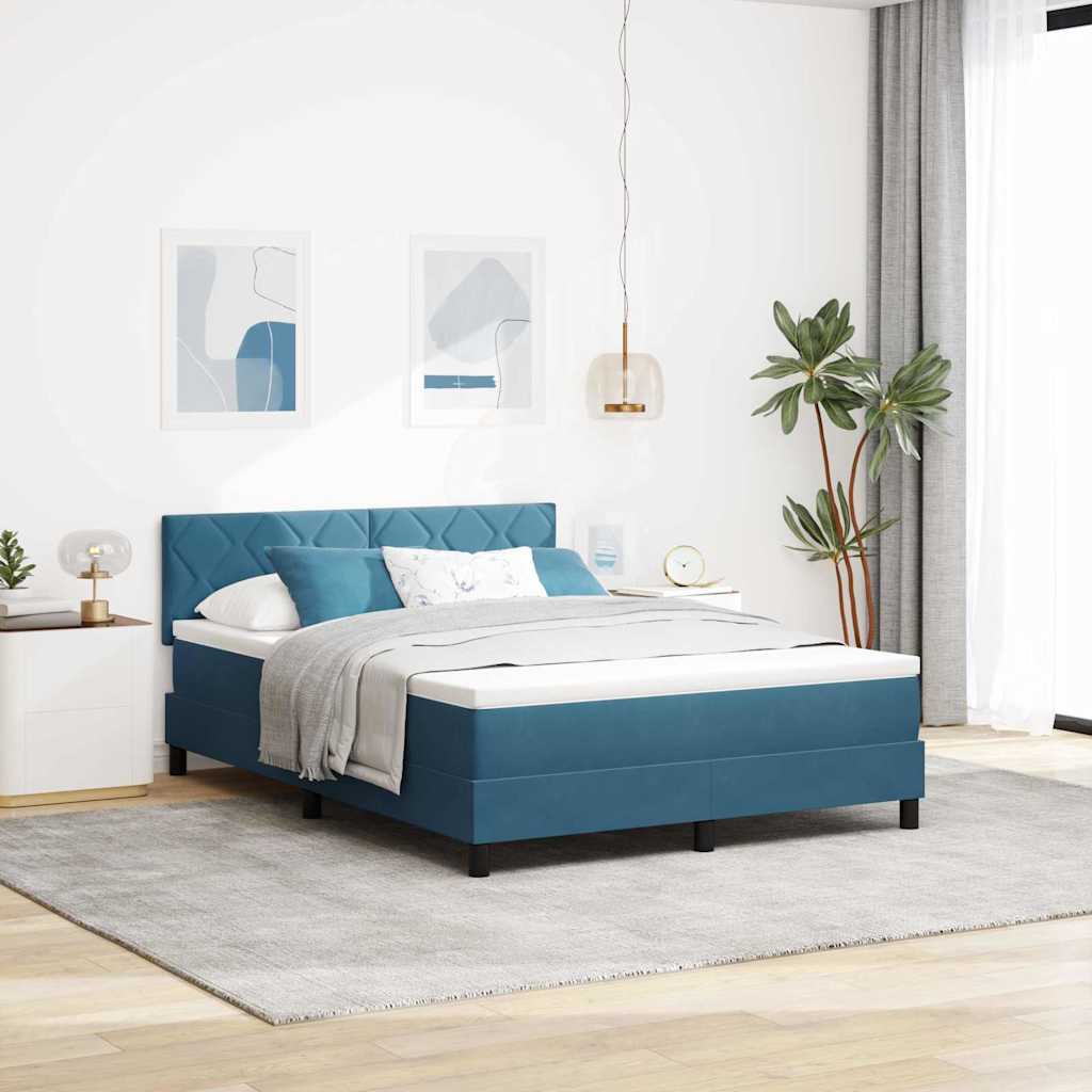 vidaXL Κρεβάτι με ελατήρια Σκούρο Μπλε 140 x 200 cm Βελούδο