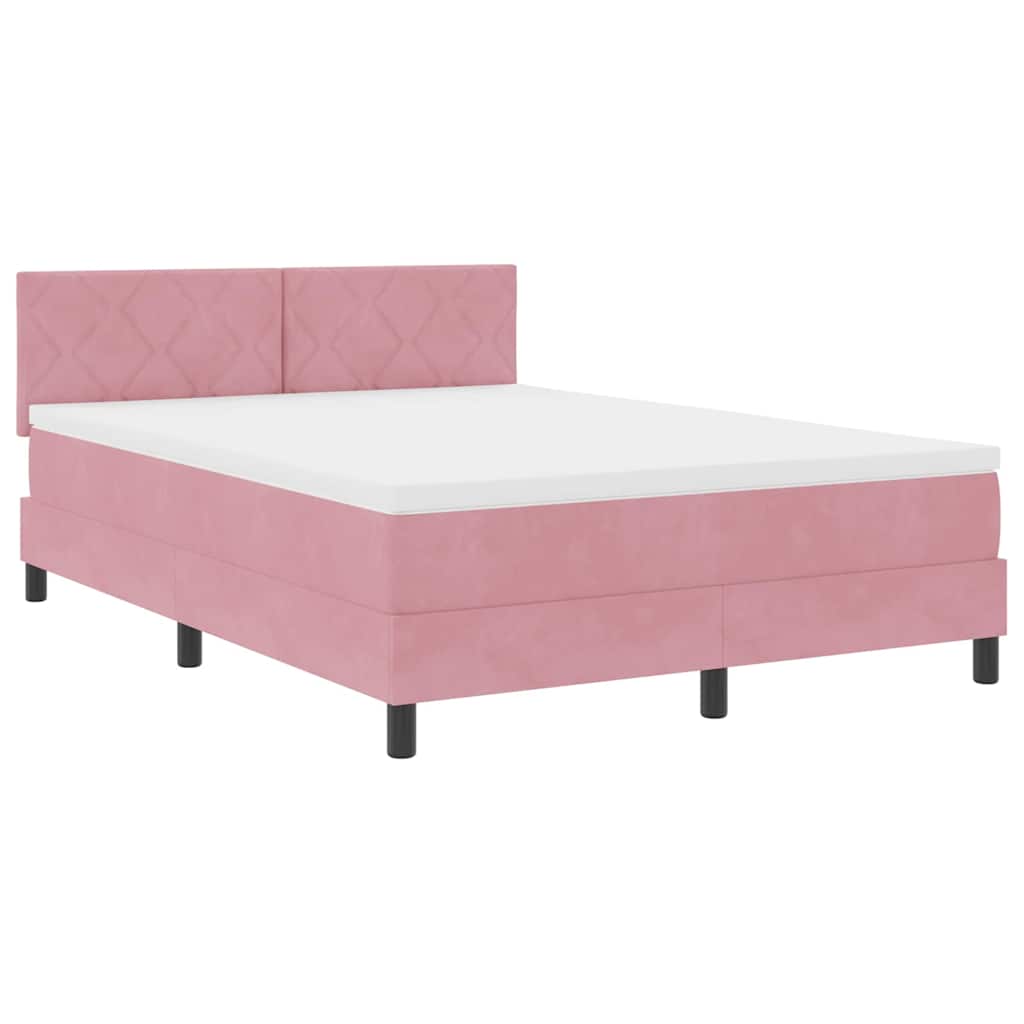 vidaXL Κρεβάτι με ελατήρια με κεφαλάρι Ροζ 140 x 200 cm Βελούδο