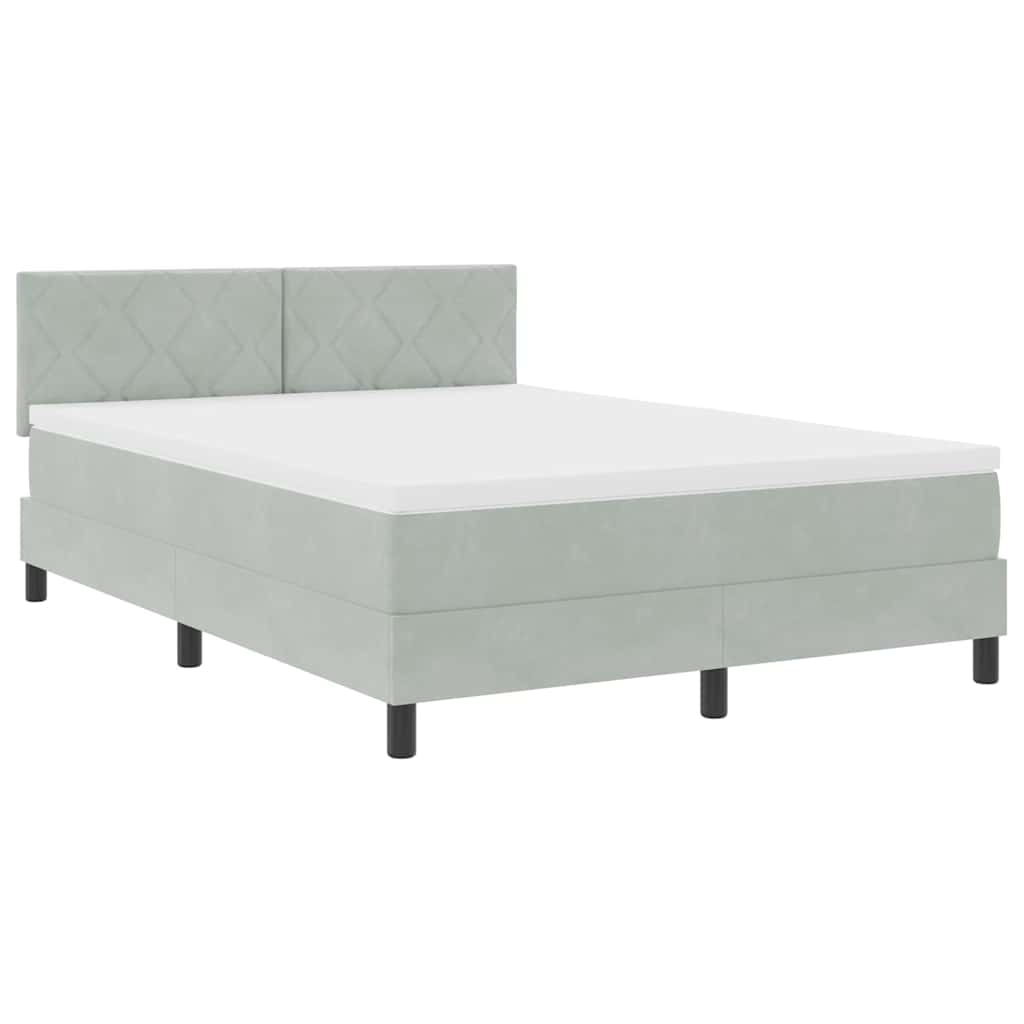 vidaXL Κρεβάτι με ελατήρια Ανοιχτό γκρι 160 x 200 cm Βελούδο