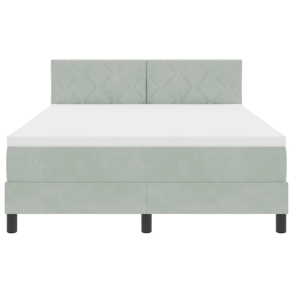 vidaXL Κρεβάτι με ελατήρια Ανοιχτό γκρι 160 x 200 cm Βελούδο
