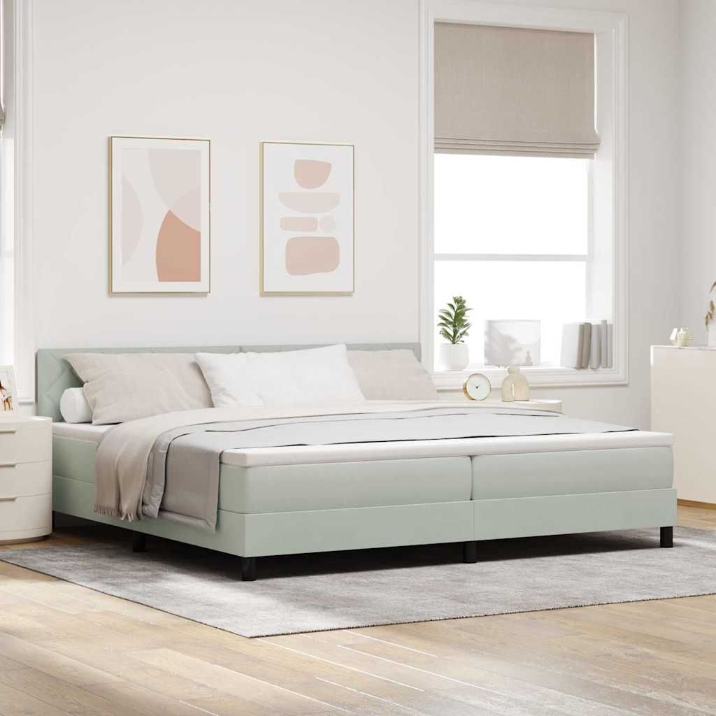 vidaXL Κρεβάτι με ελατήρια Ανοιχτό γκρι 200 x 200 cm Βελούδο