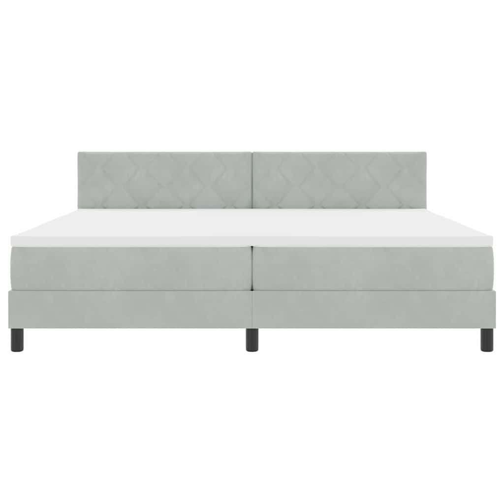 vidaXL Κρεβάτι με ελατήρια Ανοιχτό γκρι 200 x 200 cm Βελούδο