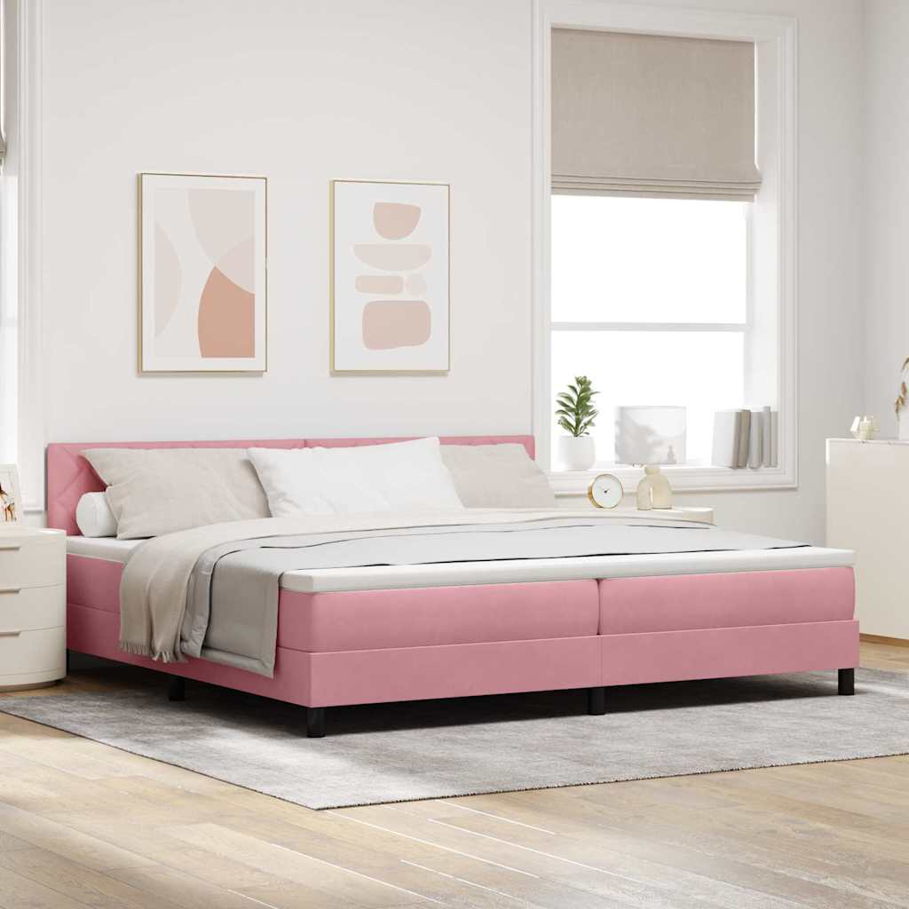 vidaXL Κρεβάτι με ελατήρια με κεφαλάρι Ροζ 200 x 200 cm Βελούδο