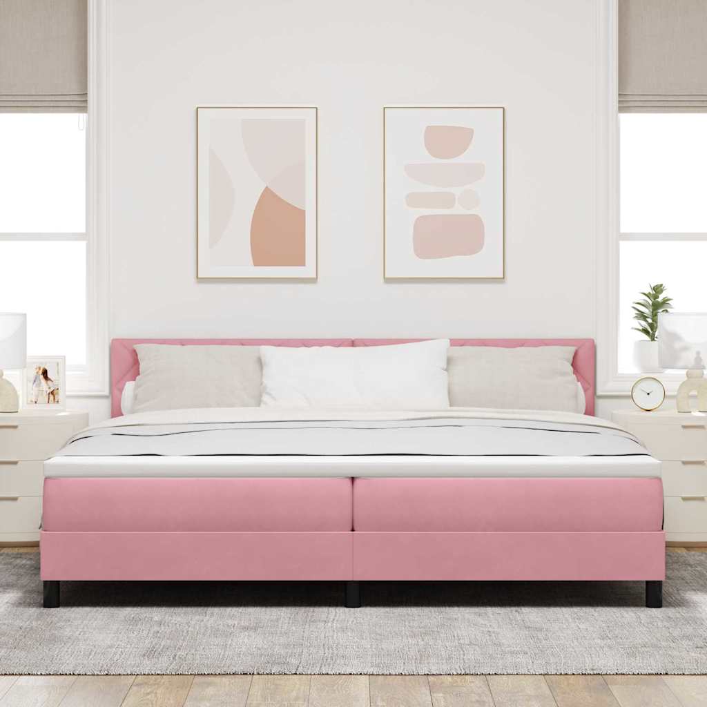 vidaXL Κρεβάτι με ελατήρια με κεφαλάρι Ροζ 200 x 200 cm Βελούδο