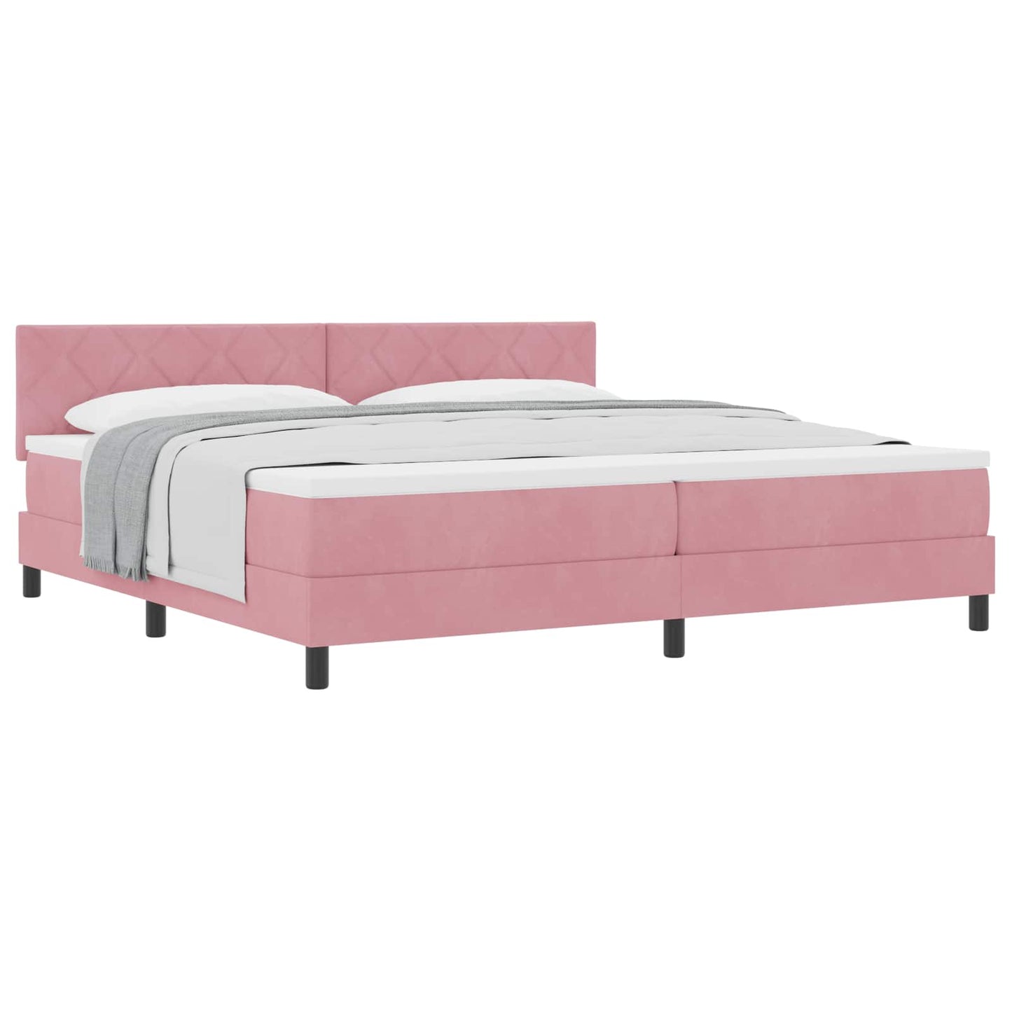 vidaXL Κρεβάτι με ελατήρια με κεφαλάρι Ροζ 200 x 200 cm Βελούδο