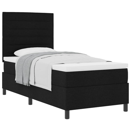 vidaXL Κρεβάτι με ελατήρια με στρώμα Μαύρο 90 x 190 cm ύφασμα