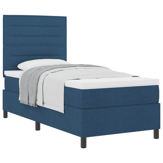 vidaXL Κρεβάτι με ελατήρια με στρώμα Μπλε 90 x 190 cm ύφασμα