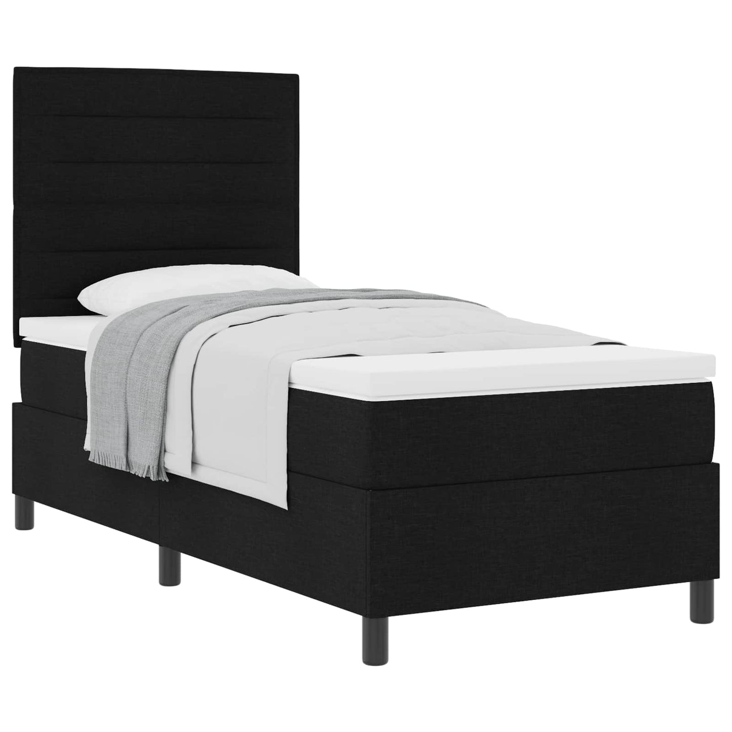 vidaXL Κρεβάτι με ελατήρια με στρώμα Μαύρο 90 x 200 cm ύφασμα