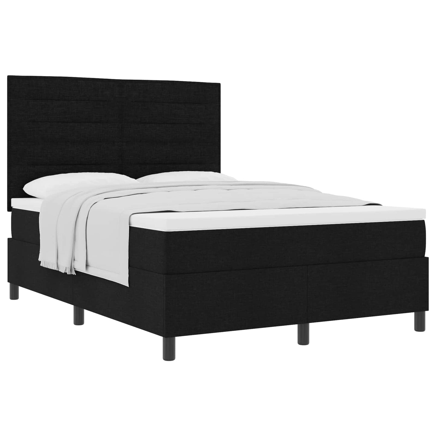 vidaXL Κρεβάτι με ελατήρια με στρώμα Μαύρο 140 x 190 cm ύφασμα