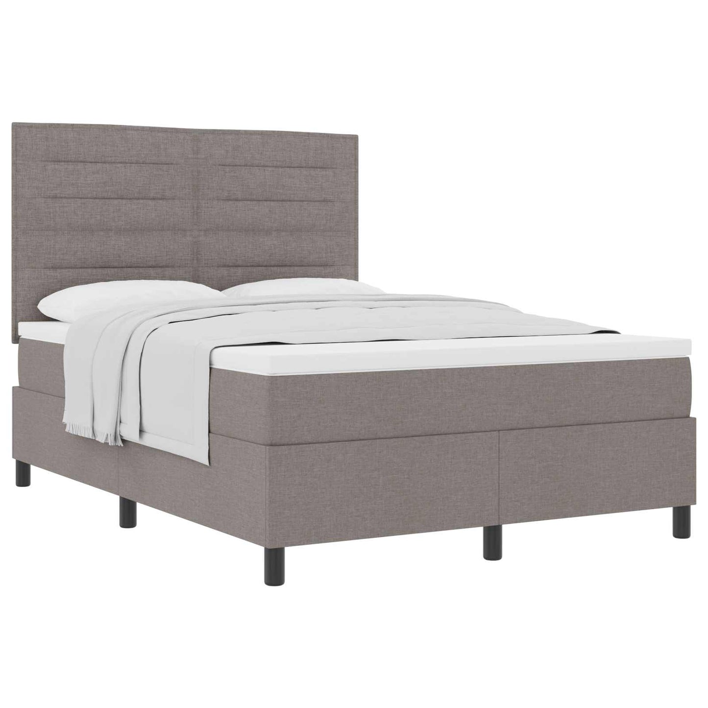 vidaXL Κρεβάτι με ελατήρια με στρώμα Taupe 140 x 190 cm ύφασμα