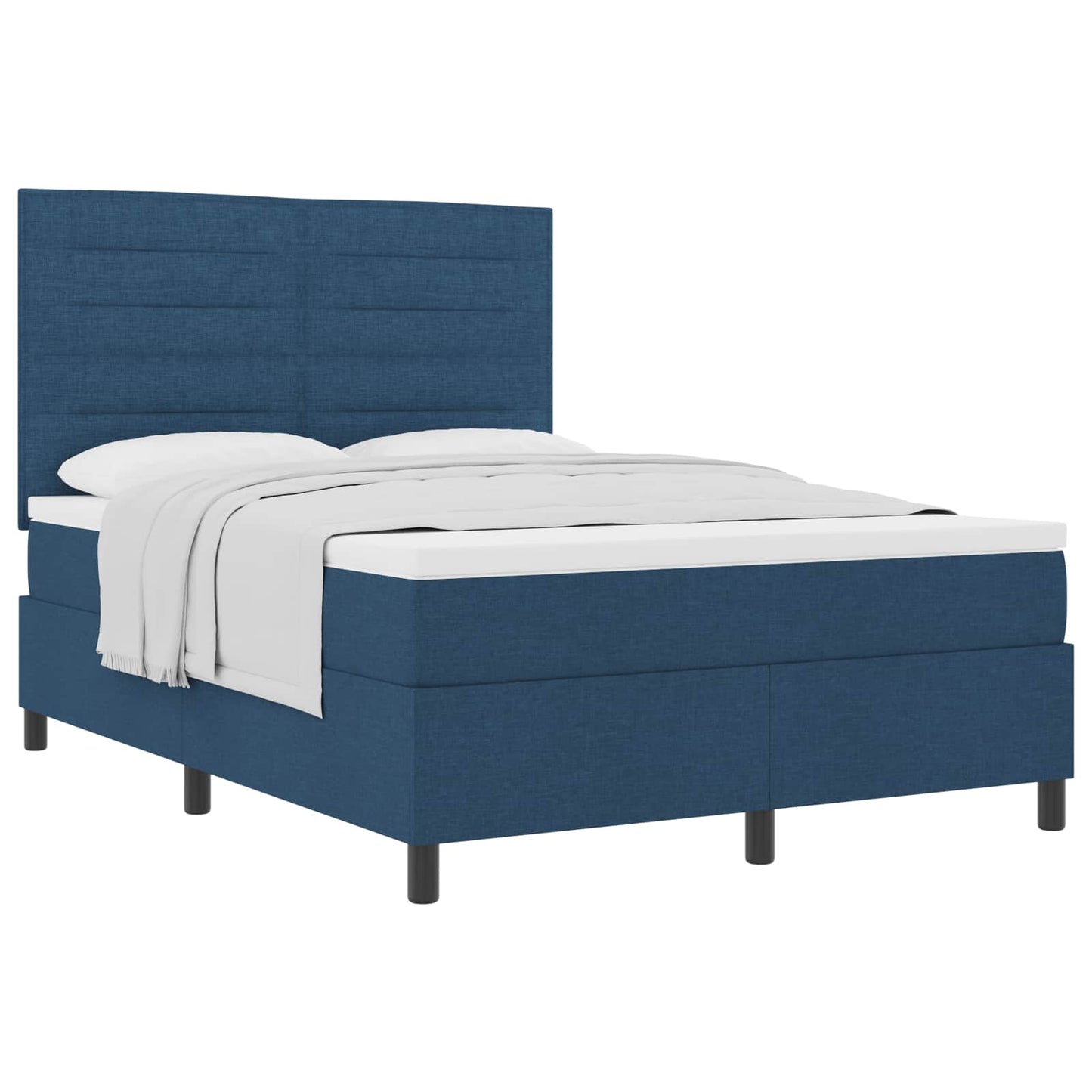 vidaXL Κρεβάτι με ελατήρια με στρώμα Μπλε 140 x 190 cm ύφασμα