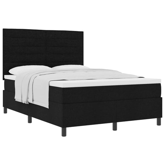 vidaXL Κρεβάτι με ελατήρια με στρώμα Μαύρο 140 x 200 cm ύφασμα