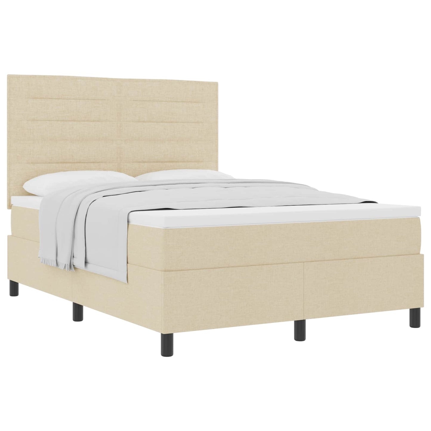 vidaXL Κρεβάτι με ελατήρια με στρώμα Κρεμ 140 x 200 cm ύφασμα