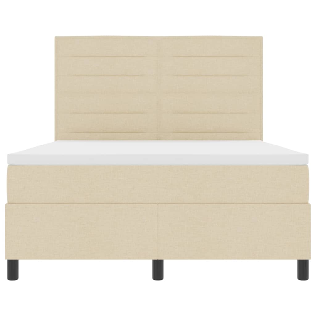 vidaXL Κρεβάτι με ελατήρια με στρώμα Κρεμ 140 x 200 cm ύφασμα