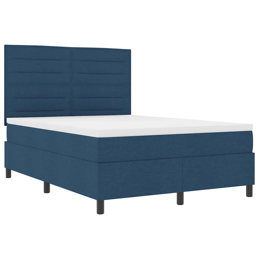 vidaXL Κρεβάτι με ελατήρια με στρώμα Μπλε 140 x 200 cm ύφασμα