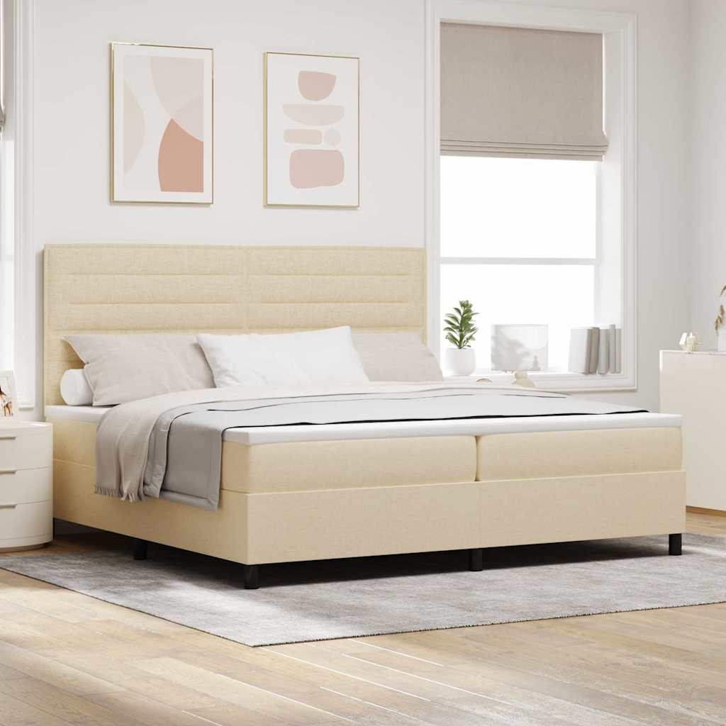 vidaXL Κρεβάτι με ελατήρια με στρώμα Κρεμ 200 x 200 cm ύφασμα
