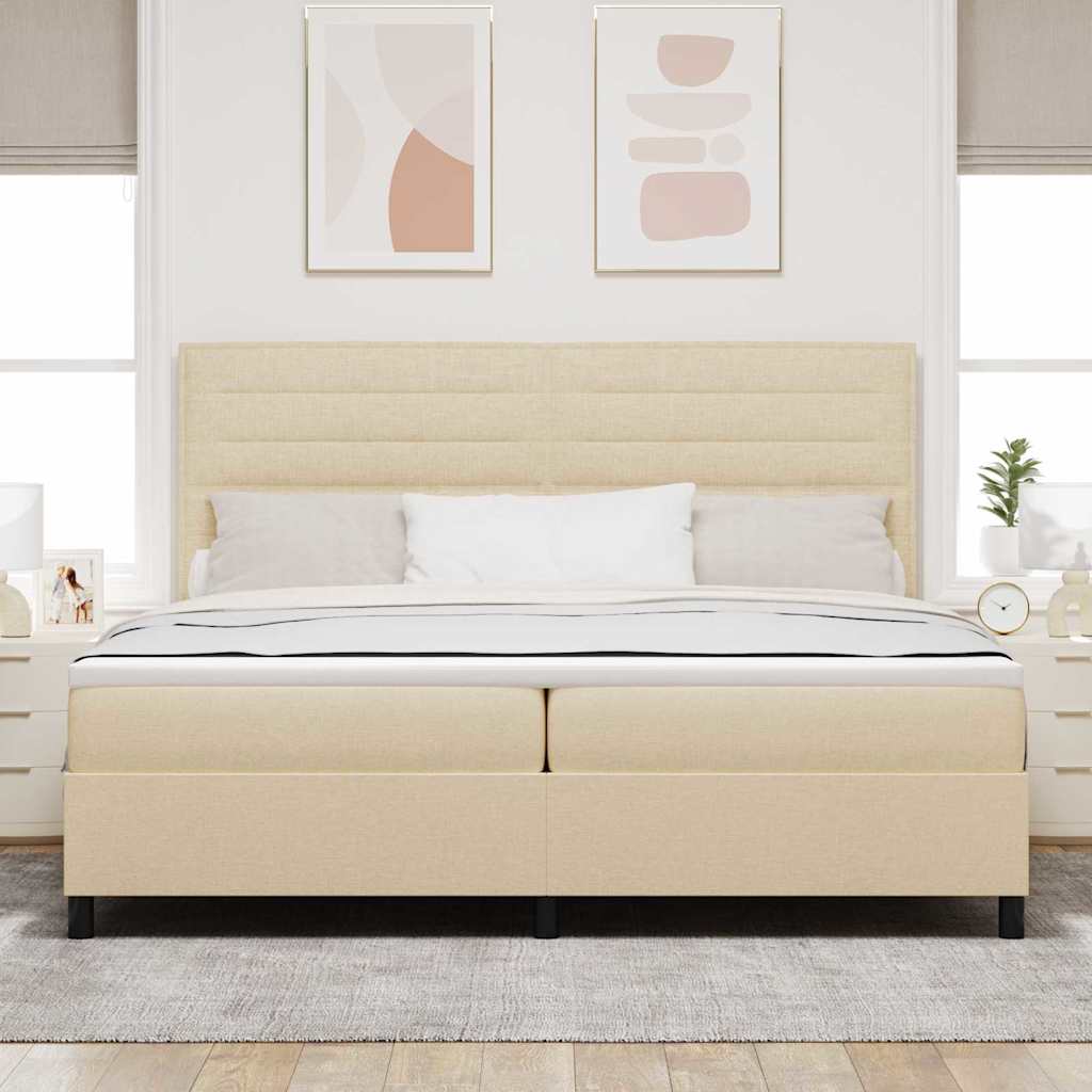 vidaXL Κρεβάτι με ελατήρια με στρώμα Κρεμ 200 x 200 cm ύφασμα