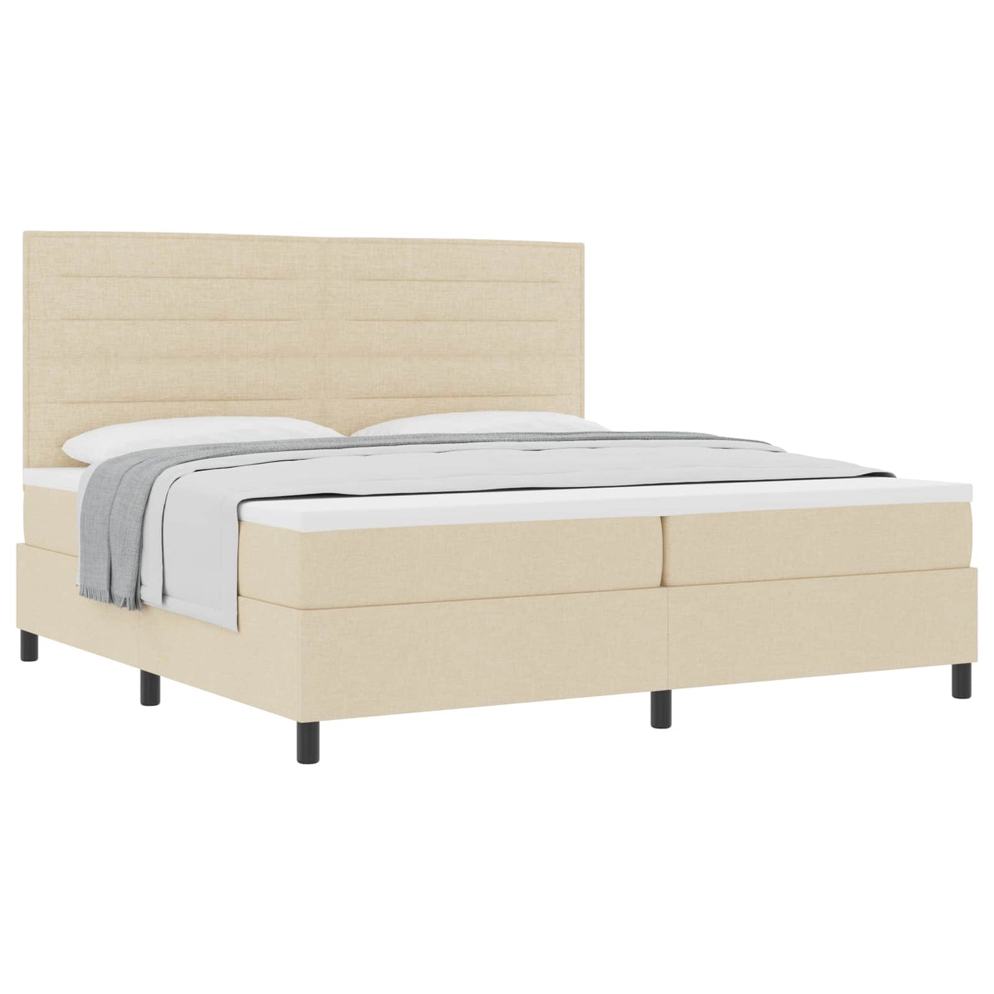 vidaXL Κρεβάτι με ελατήρια με στρώμα Κρεμ 200 x 200 cm ύφασμα