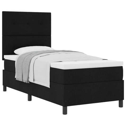 vidaXL Κρεβάτι με ελατήρια με κεφαλάρι Μαύρο 80 x 200 cm ύφασμα