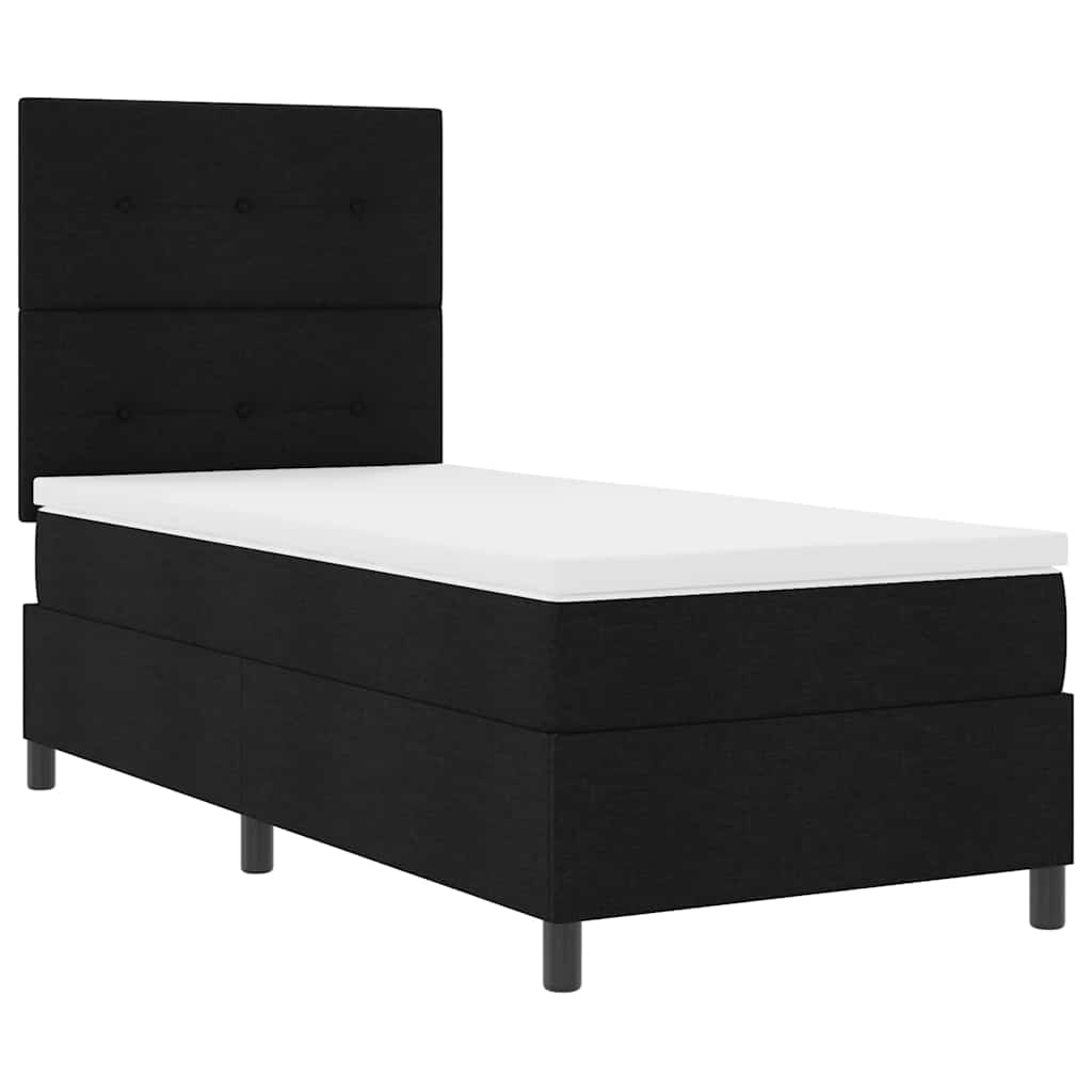 vidaXL Κρεβάτι με ελατήρια με κεφαλάρι Μαύρο 80 x 200 cm ύφασμα