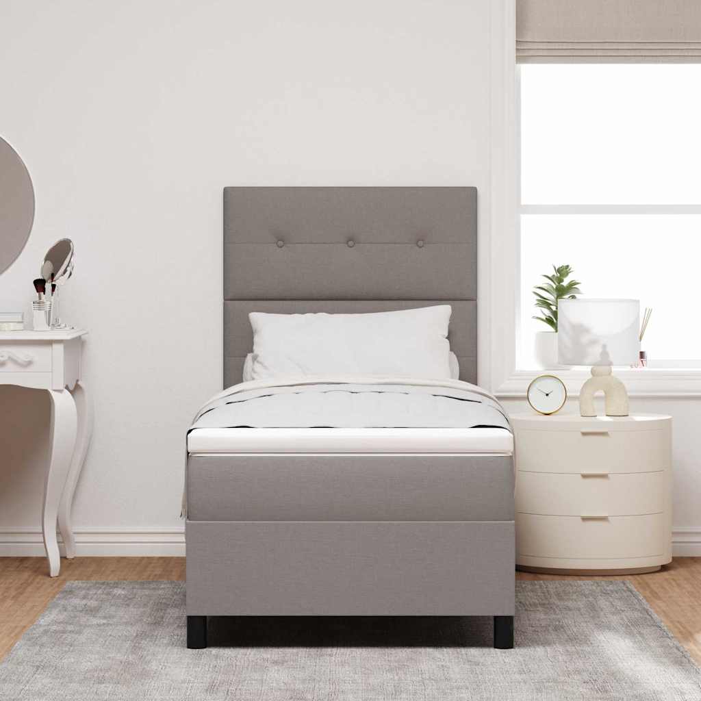 vidaXL Κρεβάτι με ελατήρια με κεφαλάρι Taupe 90 x 190 cm ύφασμα