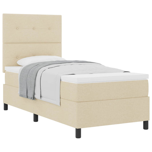 vidaXL Κρεβάτι με ελατήρια με στρώμα Κρεμ 90 x 190 cm ύφασμα