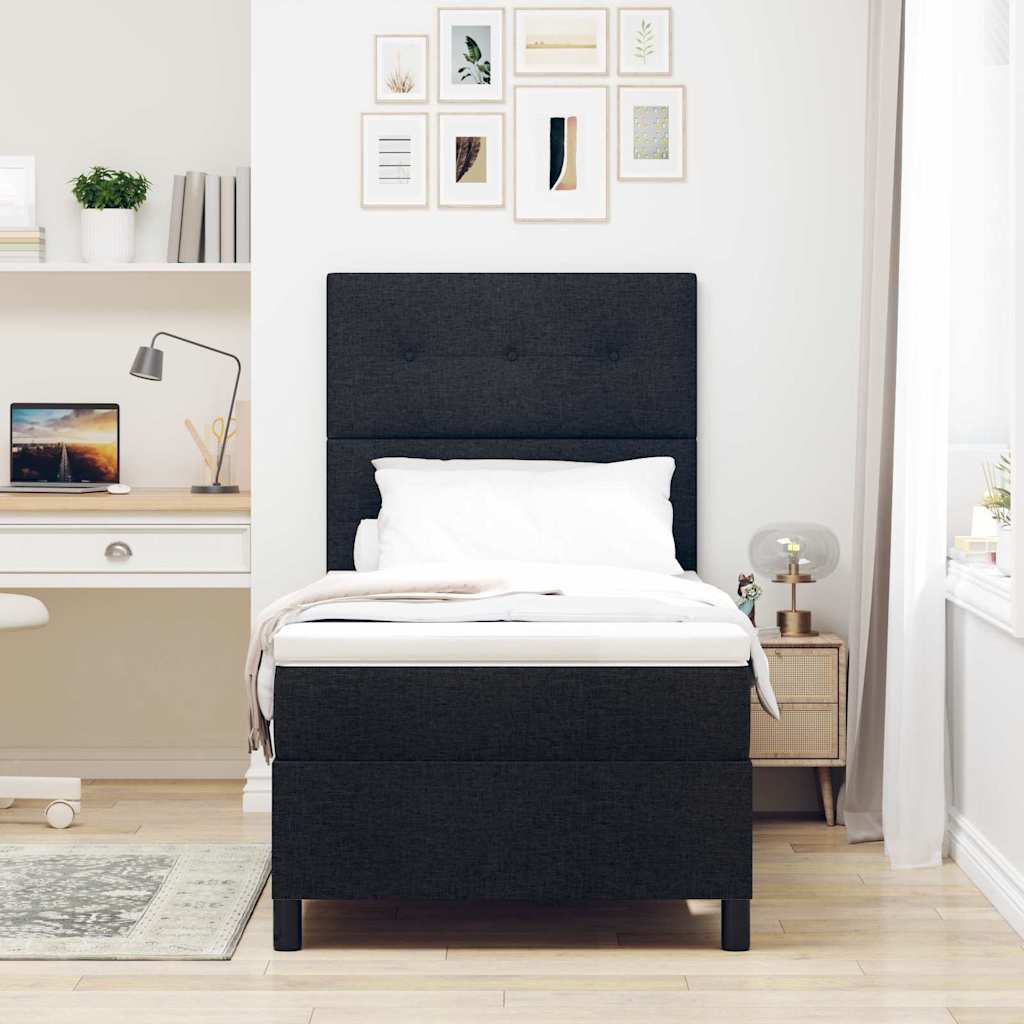 vidaXL Κρεβάτι με ελατήρια με κεφαλάρι Μαύρο 100 x 200 cm ύφασμα