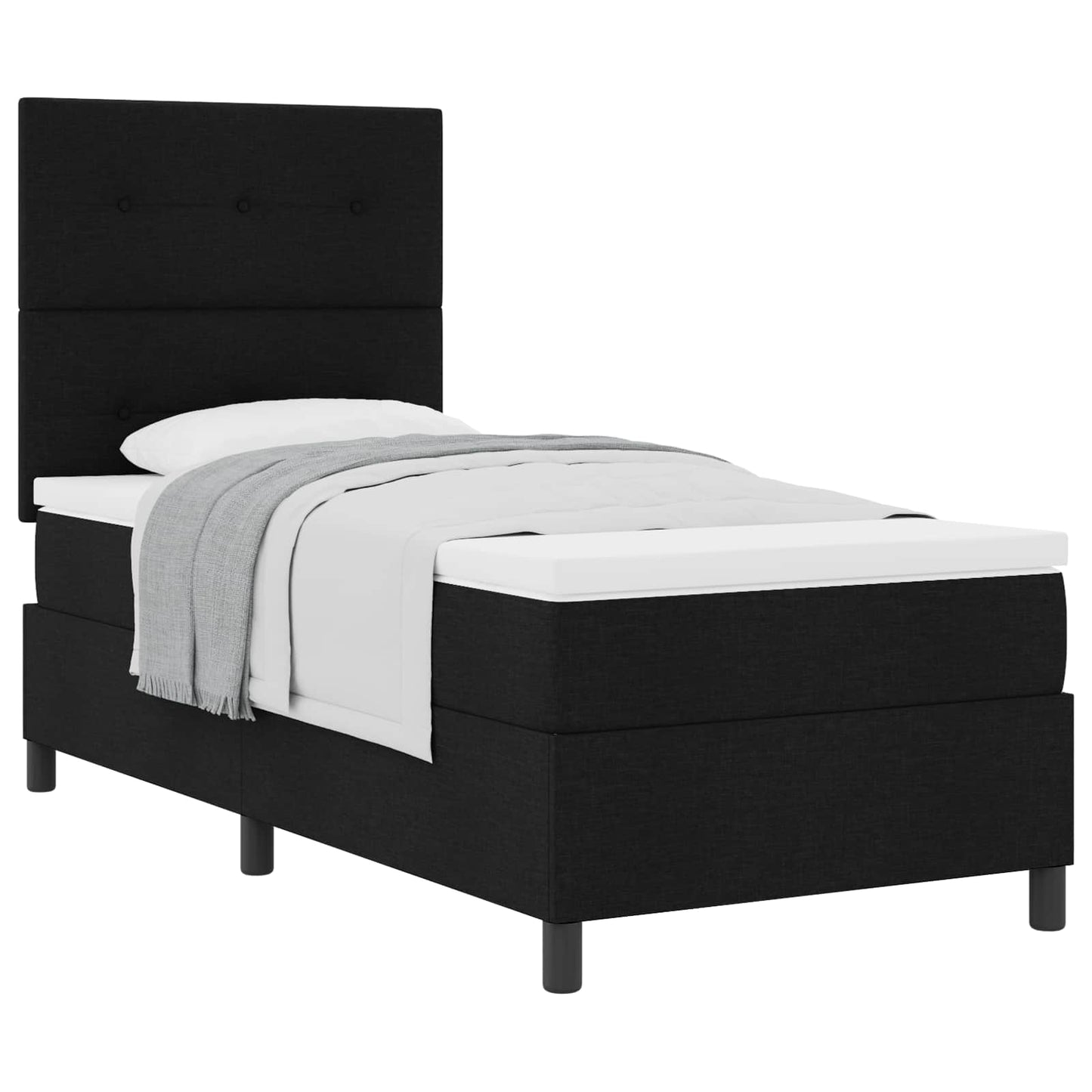 vidaXL Κρεβάτι με ελατήρια με κεφαλάρι Μαύρο 100 x 200 cm ύφασμα