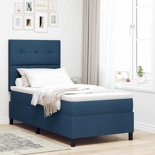 vidaXL Κρεβάτι με ελατήρια με μαξιλάρι Μπλε 100 x 200 cm ύφασμα
