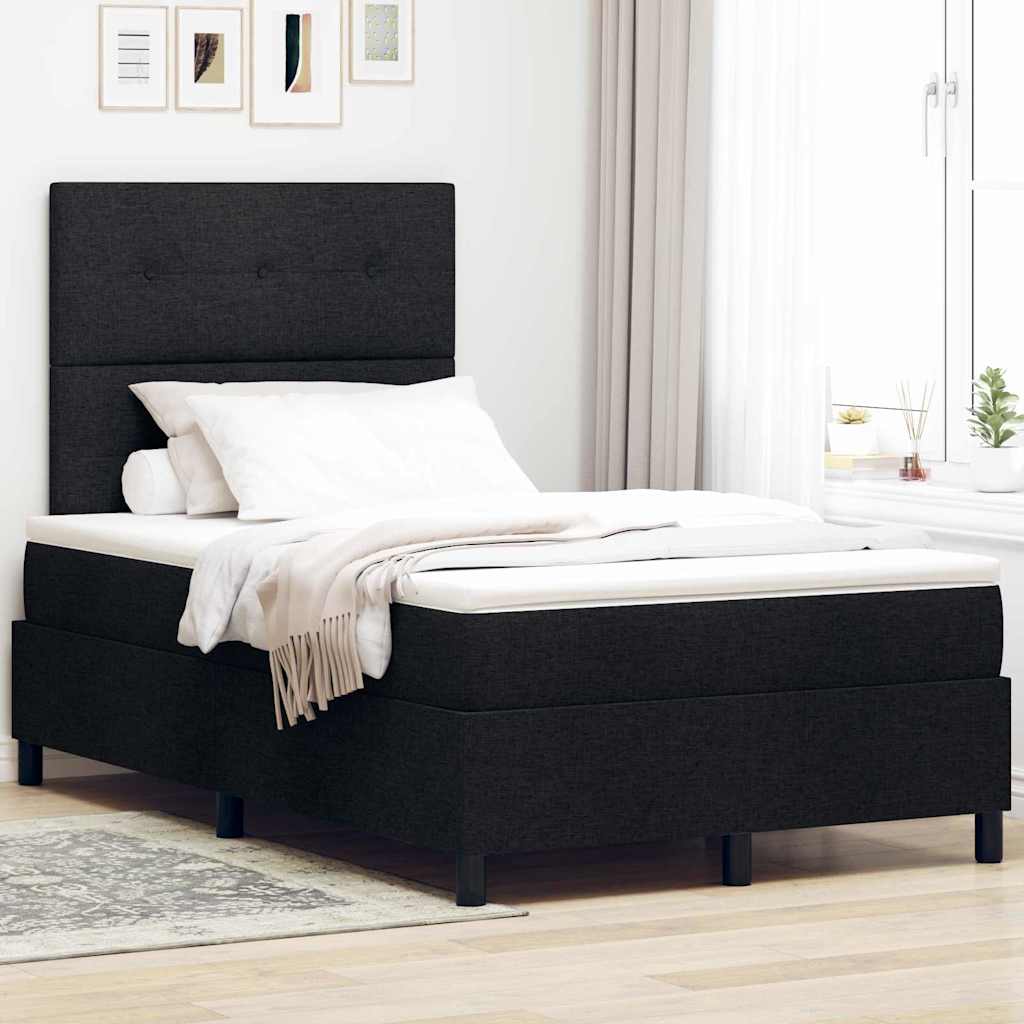 vidaXL Κρεβάτι με ελατήρια με κεφαλάρι Μαύρο 120 x 190 cm ύφασμα