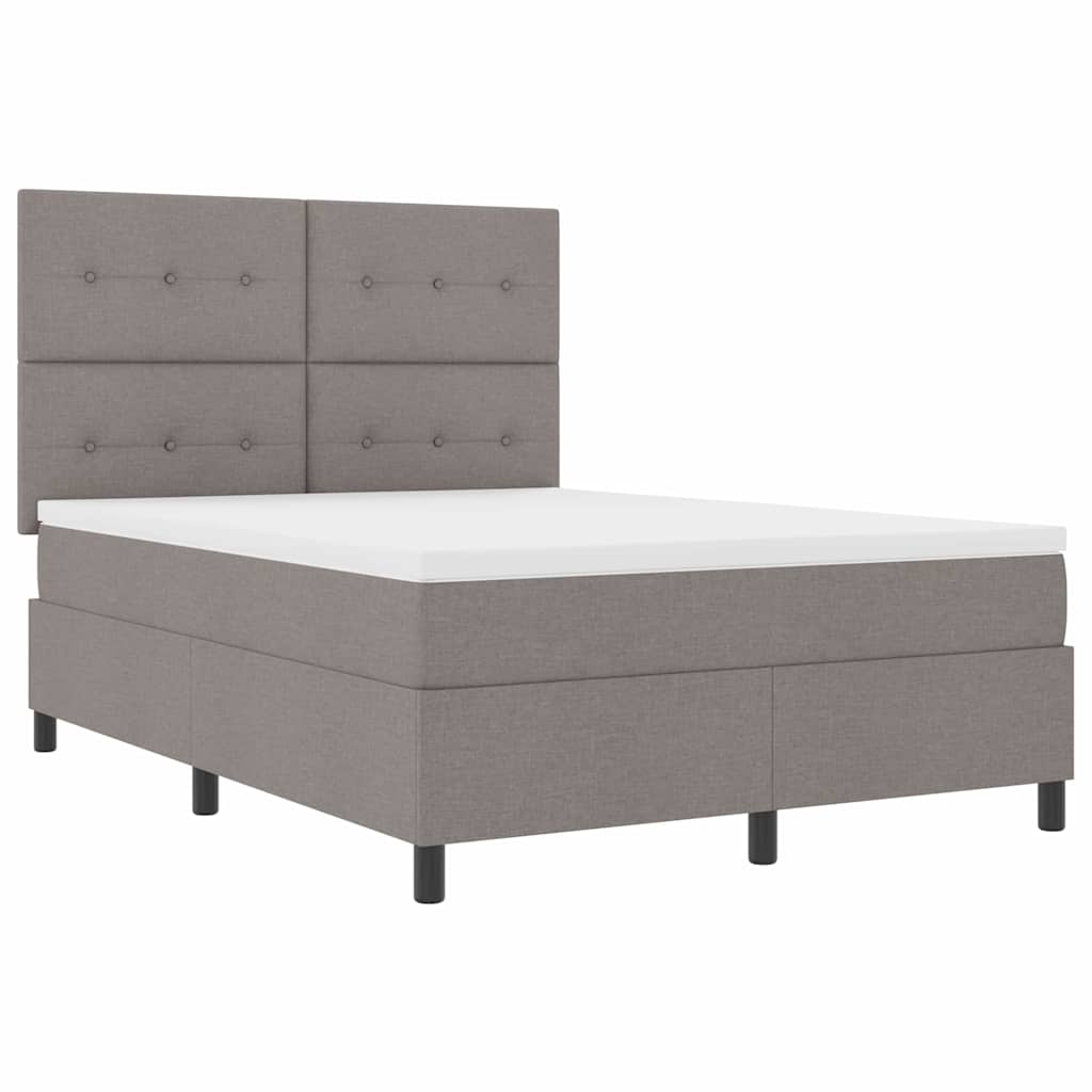 vidaXL Κρεβάτι με ελατήρια με στρώμα Taupe 140 x 190 cm ύφασμα