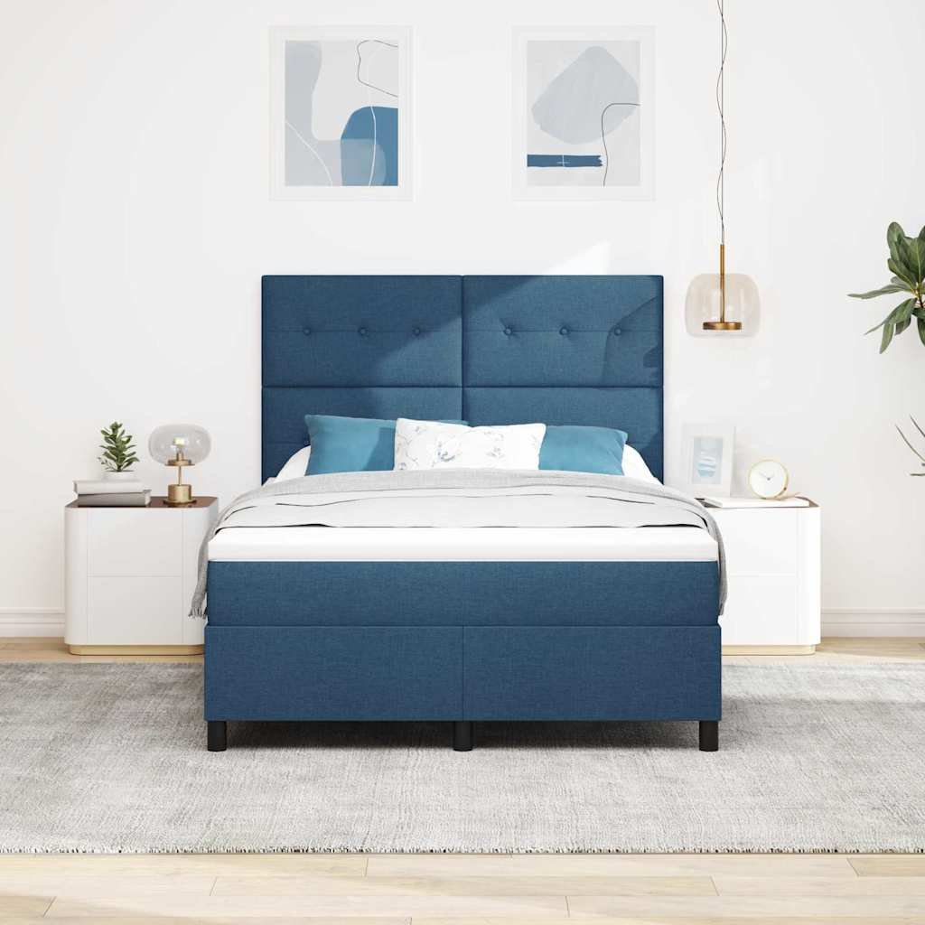 vidaXL Κρεβάτι με ελατήρια με στρώμα Μπλε 140 x 190 cm ύφασμα