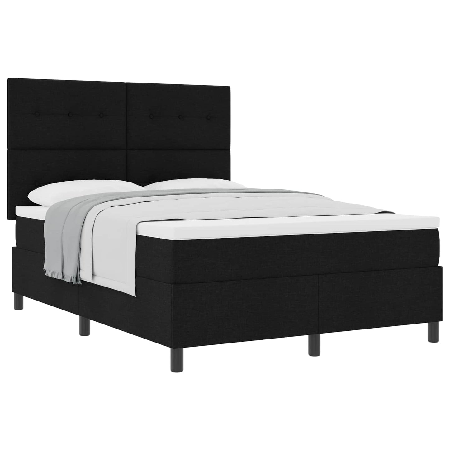 vidaXL Κρεβάτι με ελατήρια με στρώμα Μαύρο 140 x 200 cm ύφασμα
