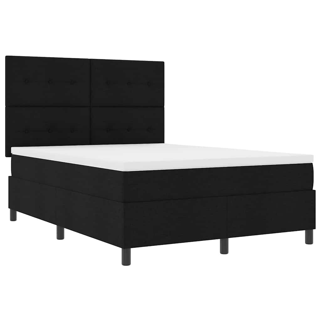vidaXL Κρεβάτι με ελατήρια με στρώμα Μαύρο 140 x 200 cm ύφασμα
