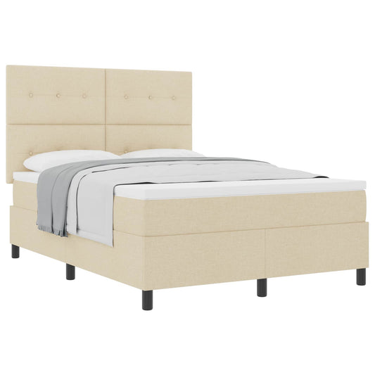 vidaXL Κρεβάτι με ελατήρια με κεφαλάρι Κρεμ 140 x 200 cm ύφασμα