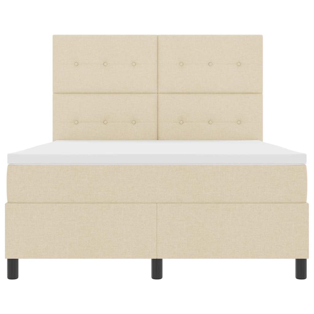 vidaXL Κρεβάτι με ελατήρια με κεφαλάρι Κρεμ 160 x 200 cm ύφασμα