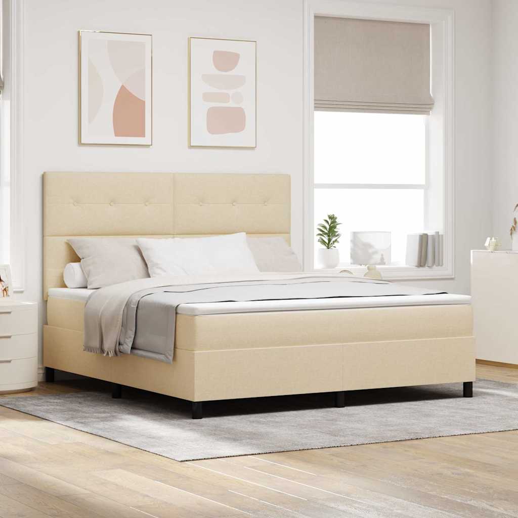 vidaXL Κρεβάτι με ελατήρια με κεφαλάρι Κρεμ 180 x 200 cm ύφασμα