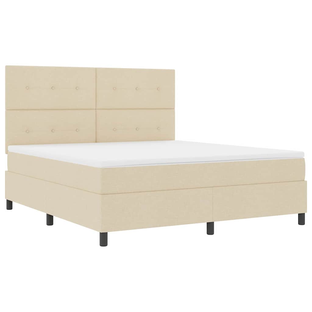 vidaXL Κρεβάτι με ελατήρια με κεφαλάρι Κρεμ 180 x 200 cm ύφασμα